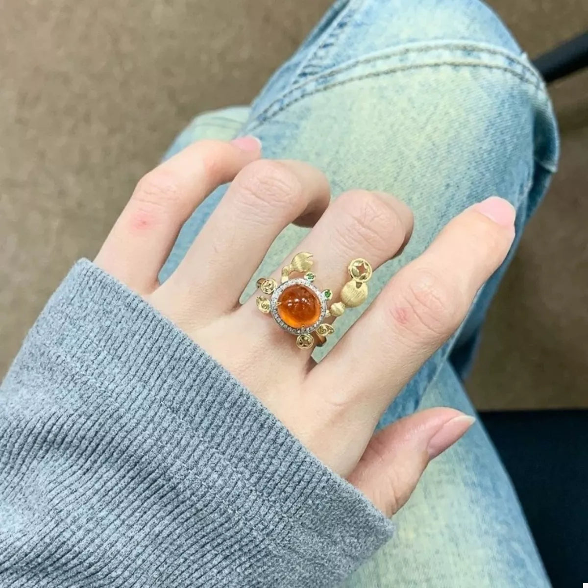 18K Gold-Plated Crab Ring in Gold - women's ring
