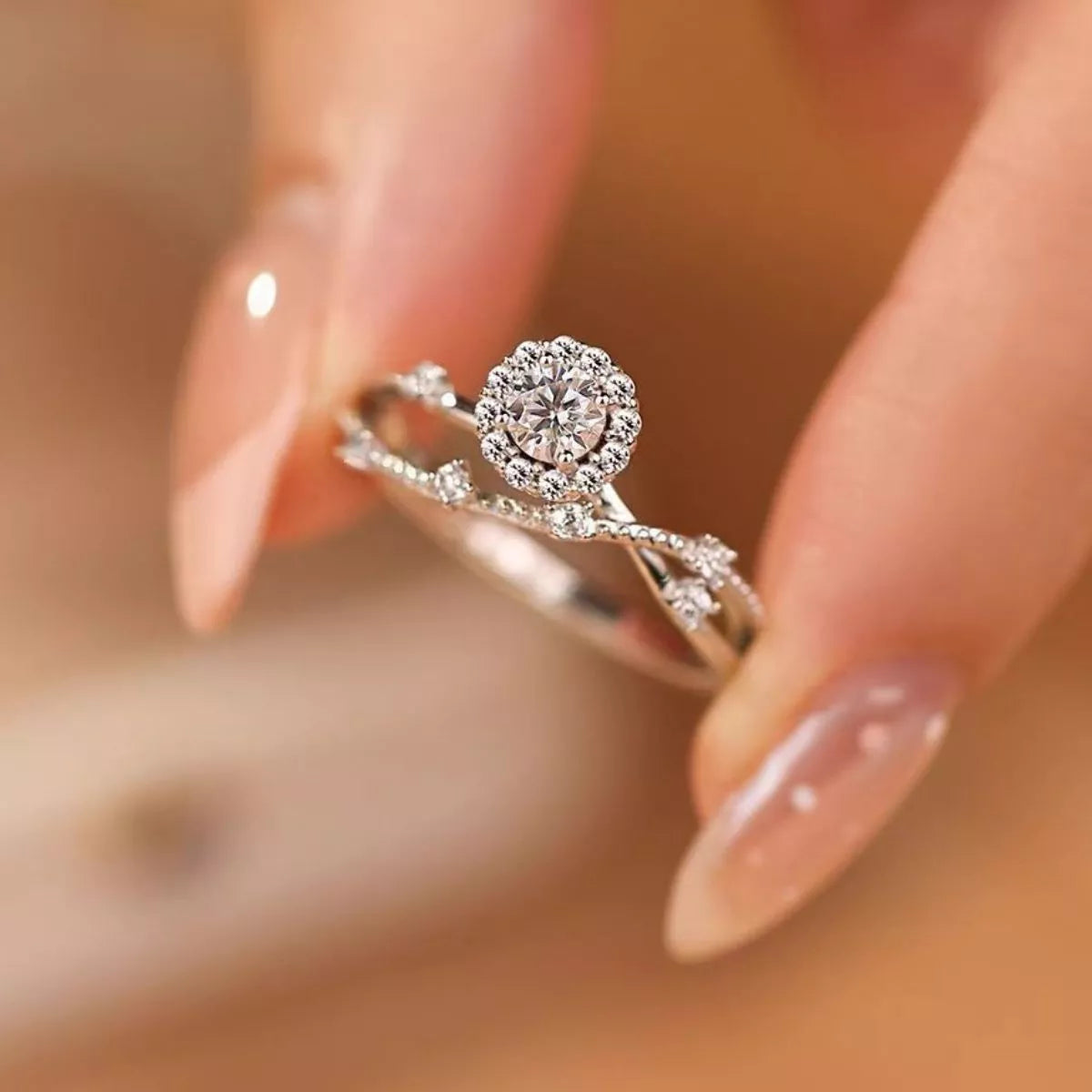 1 Carat Sterling Silver Moissanite Layered Ring in Silver - women's ring