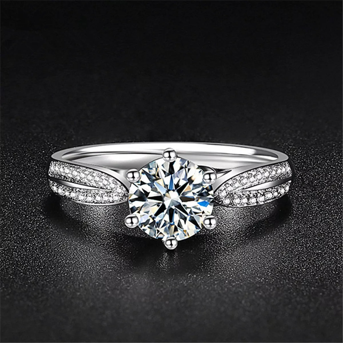 1 Carat Moissanite Sterling Silver Ring in Silver - women's ring