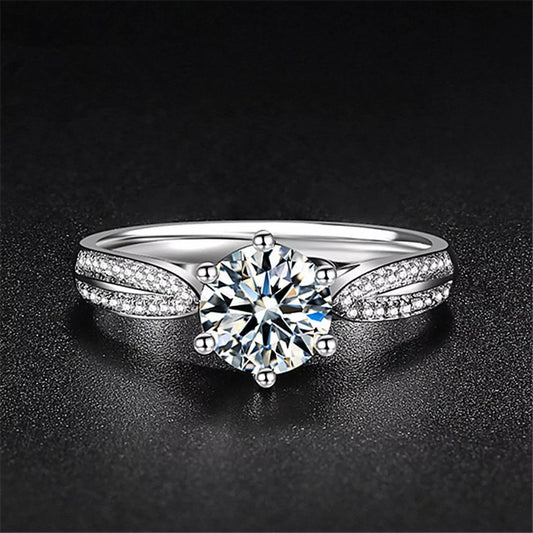 1 Carat Moissanite Sterling Silver Ring in Silver - women's ring