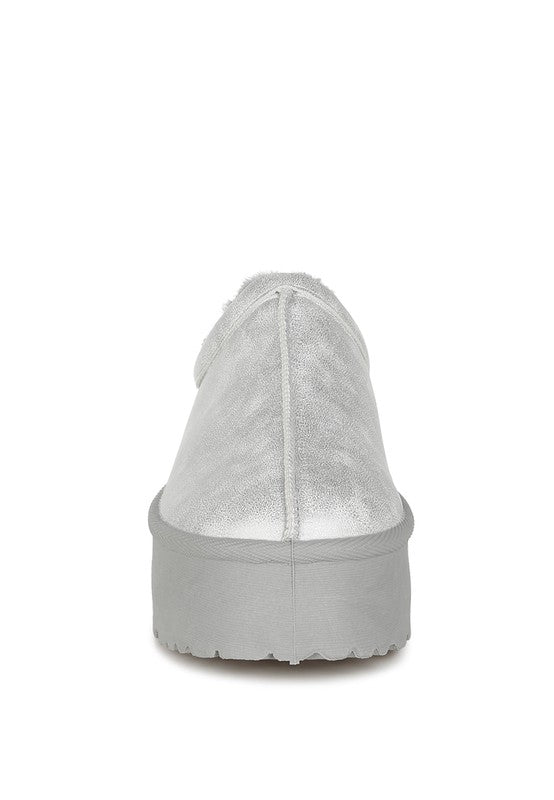 Faux Leather Platform Slippers