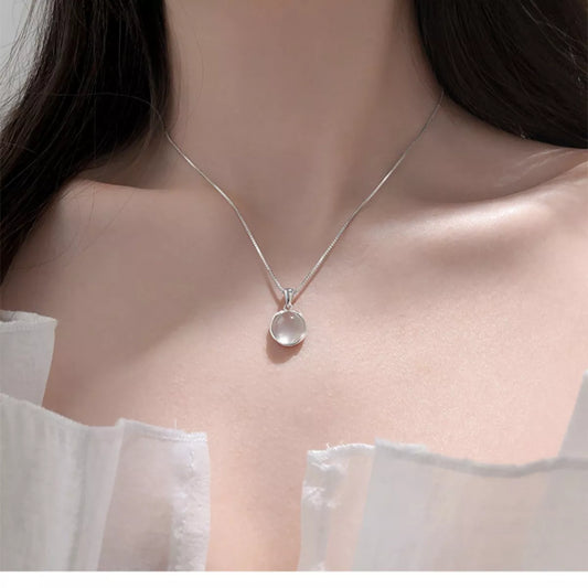 Sterling Silver Cat's Eye Stone Pendant Necklace in Silver - women's pendant necklace