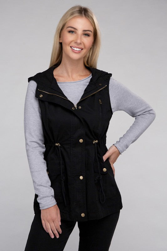 Drawstring Hoodie Vest