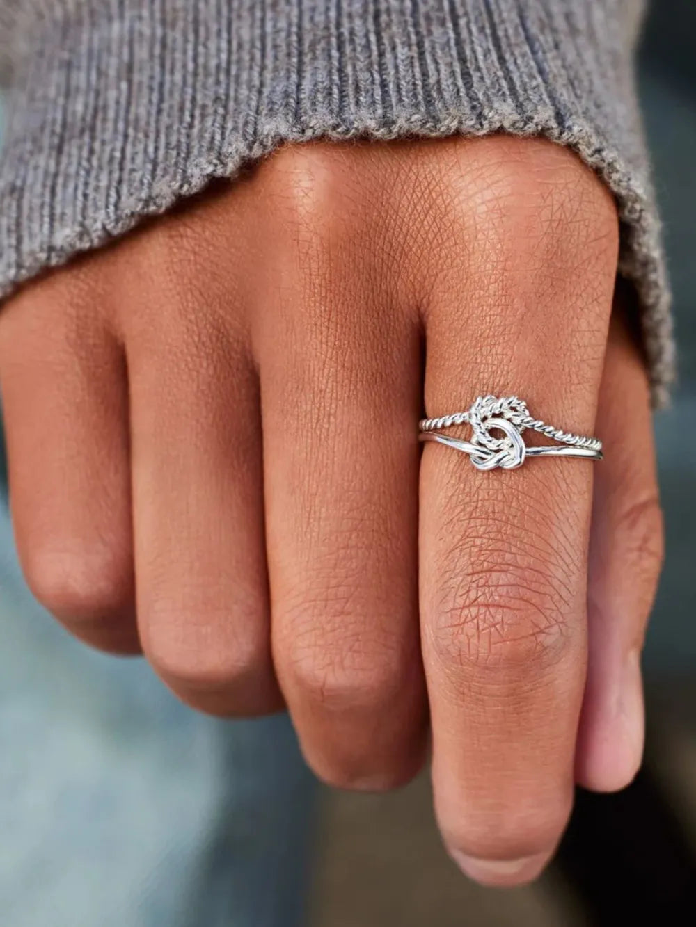 Sterling Silver Knotted Ring - alternate ring view