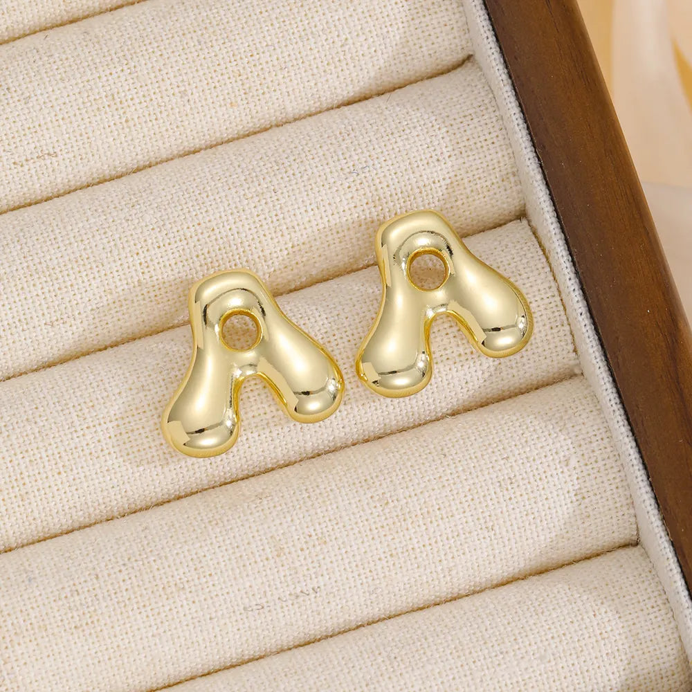 18K Gold-Plated Bubble Letter Stud Earrings in Style B - women's stud earrings