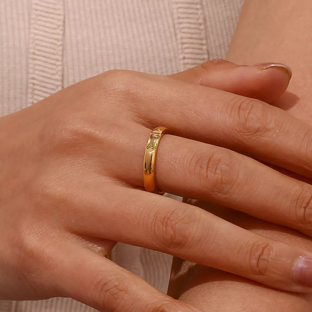 18K Gold-Plated Zircon Ring in Red - women's ring