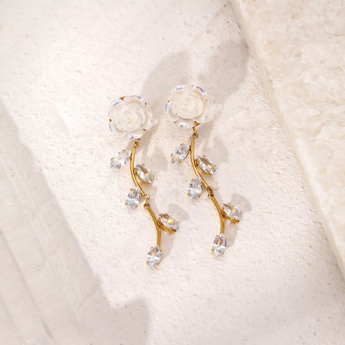 Flower Drop Earrings - alternate earring view