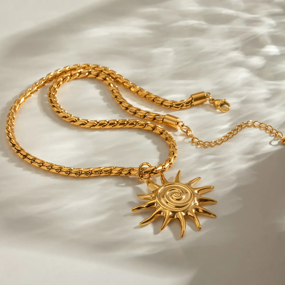18K Gold-Plated Sun Pendant Necklace - alternate necklace view