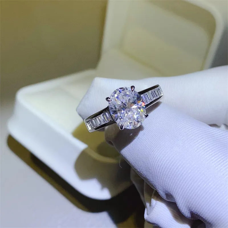 3 Carat Moissanite Sterling Silver Ring in Silver - women's ring
