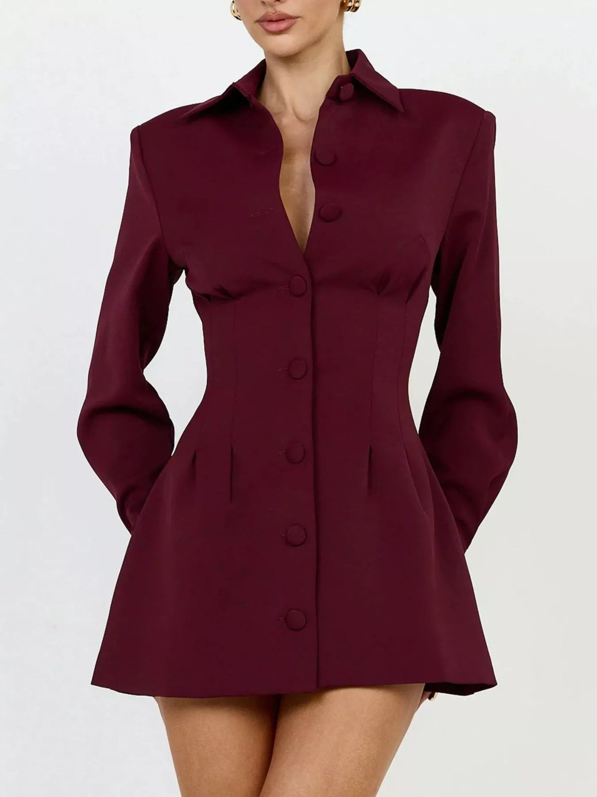 Corset-Style Button-Down Blazer Dress in Black - Blossom's
