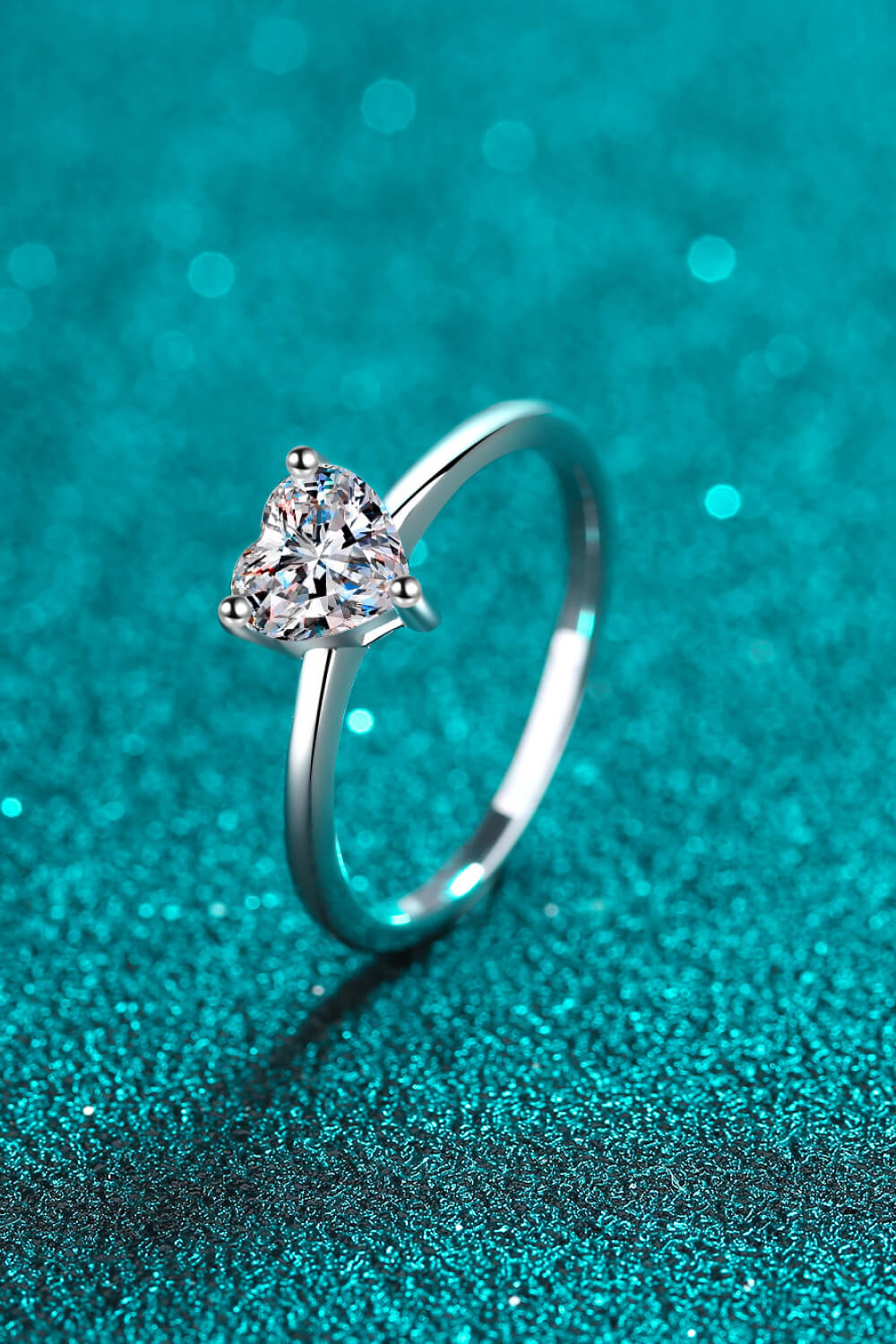 Sterling Silver Heart-Shaped Moissanite Solitaire Ring in Silver - women's solitaire ring
