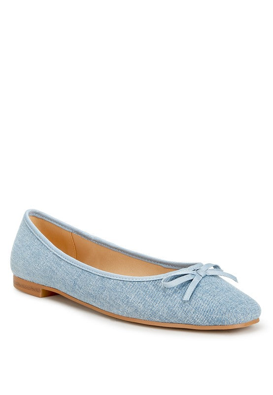 Sleek Detail Bow Denim Ballerinas with a denim upper material and TPR outer sole for durability. Featuring a charming bow embellishment and cushion insoles for maximum comfort. Easy to slip on, these ballerinas are ideal for everyday wear. Free shipping on all orders. Shop now!