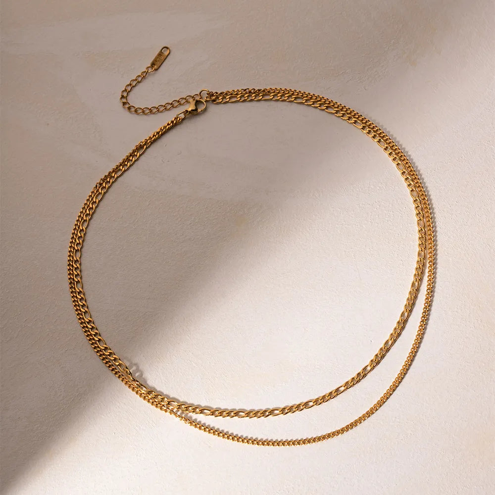 Stainless Steel Double-Layered Necklace - alternate necklace view