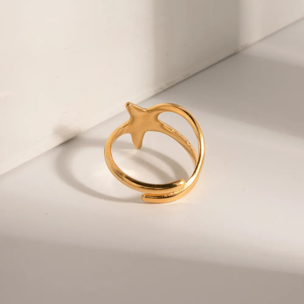 Gold-Plated Stainless Steel Star Ring - alternate ring view