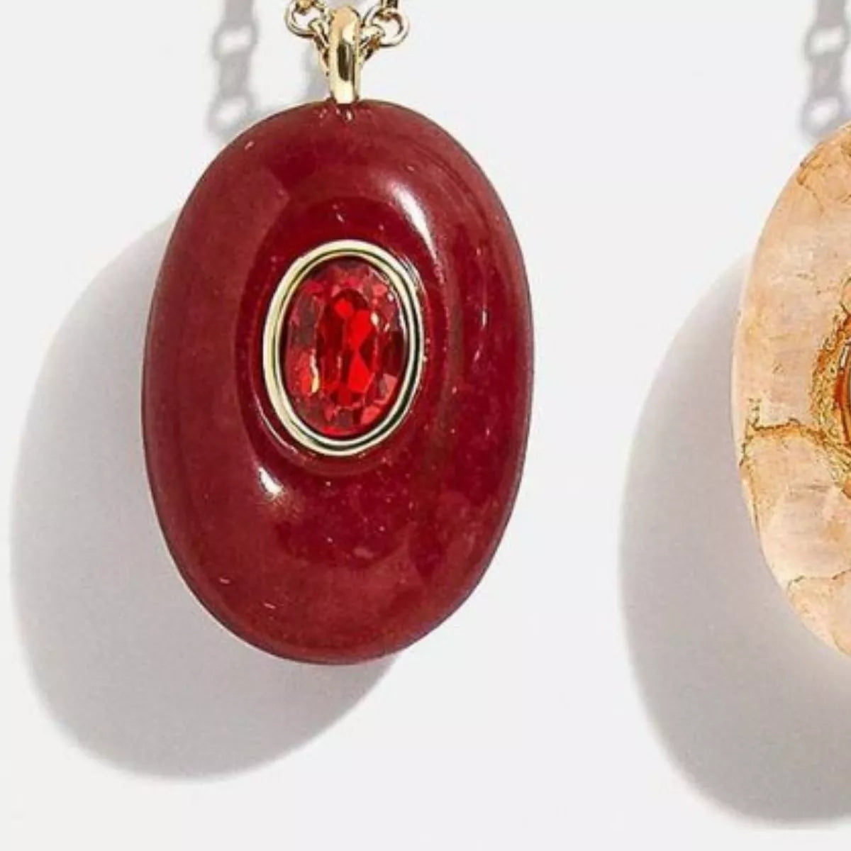 Natural Stone Pendant Necklace - alternate necklace view