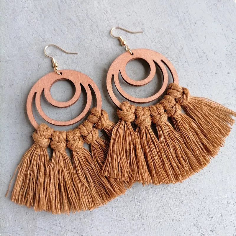 Tassel Detail Geometric Earrings - alternate earring view