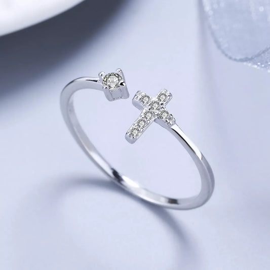 Adjustable Open Cross Ring - alternate ring view