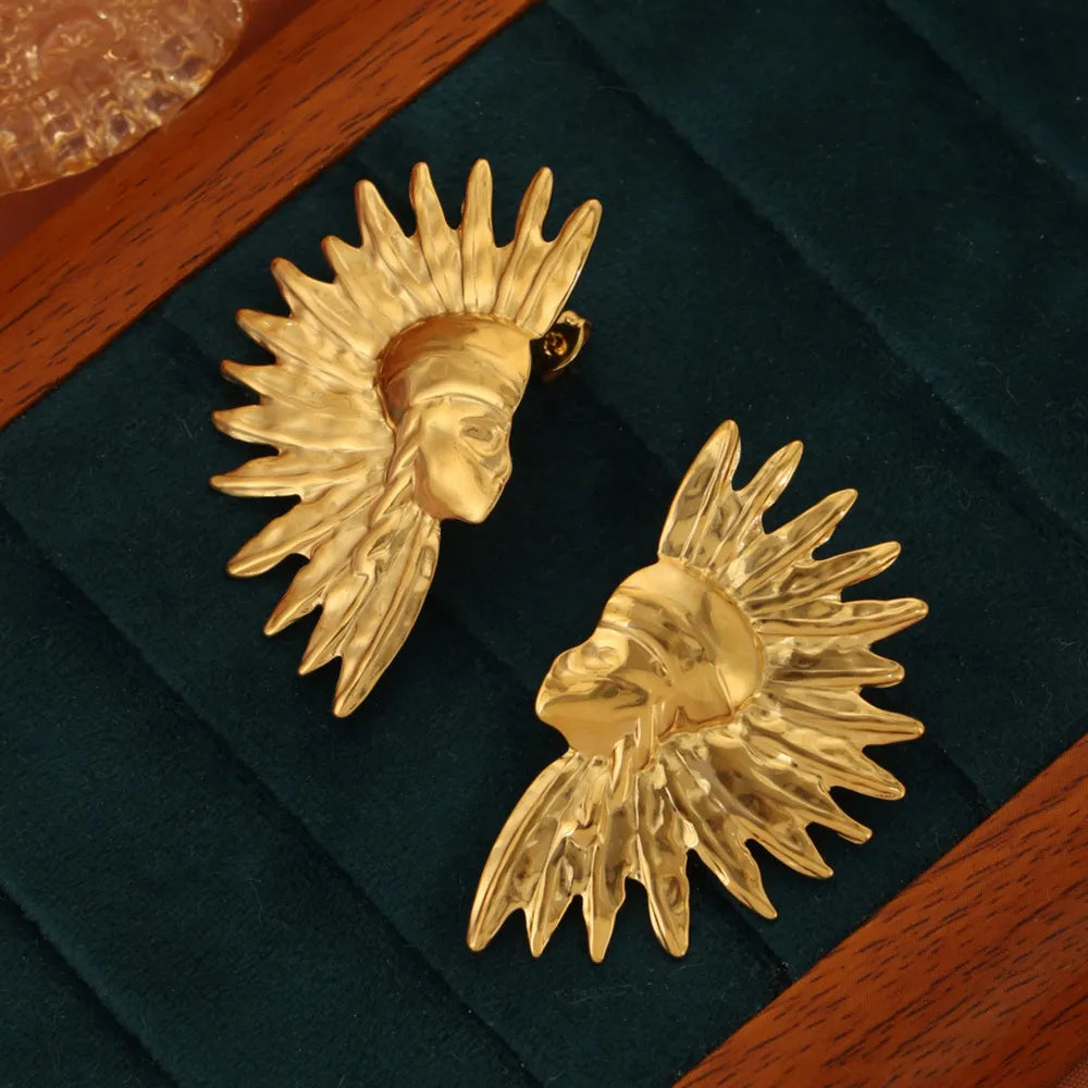 Titanium Steel Gold-Plated Earrings - alternate earring view