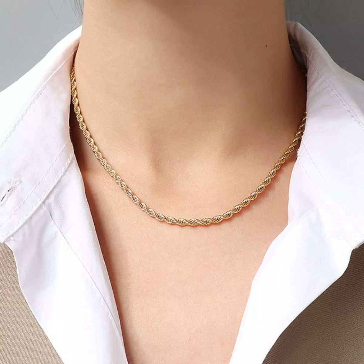 Titanium Steel Chain Necklace in Gold - women's chain necklace