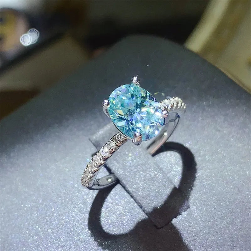 2 Carat Moissanite Zircon Sterling Silver Ring in Silver - women's ring