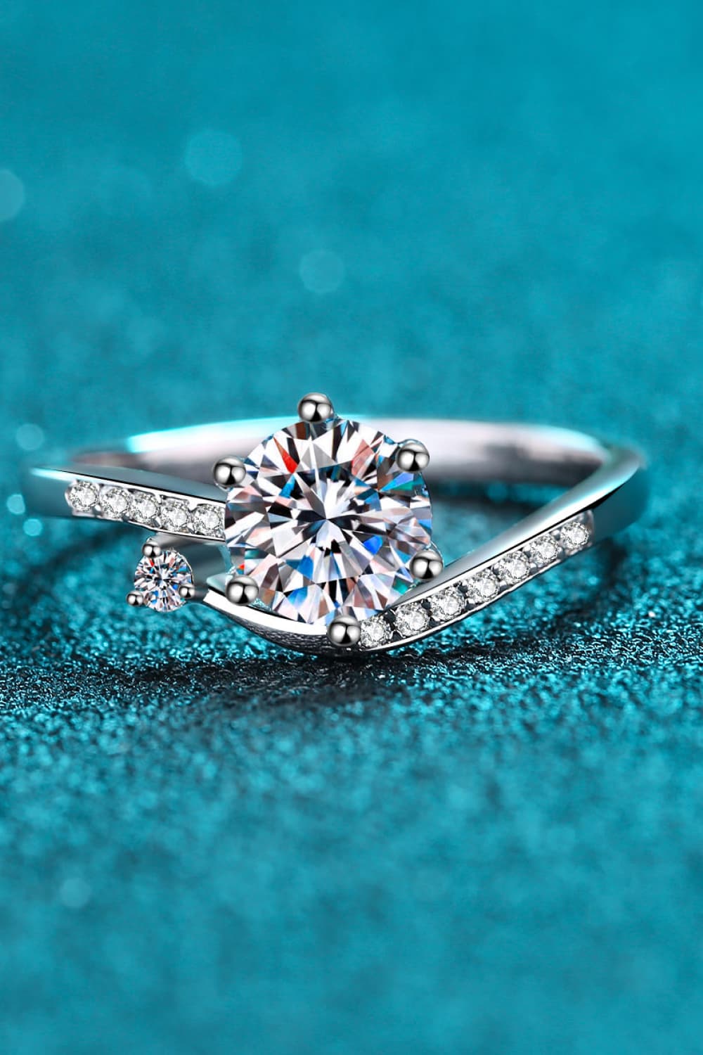 1 Carat Moissanite Sterling Silver Bypass Ring in Silver - women's ring