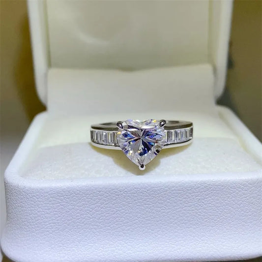3 Carat Moissanite Sterling Silver Ring in Silver - women's ring