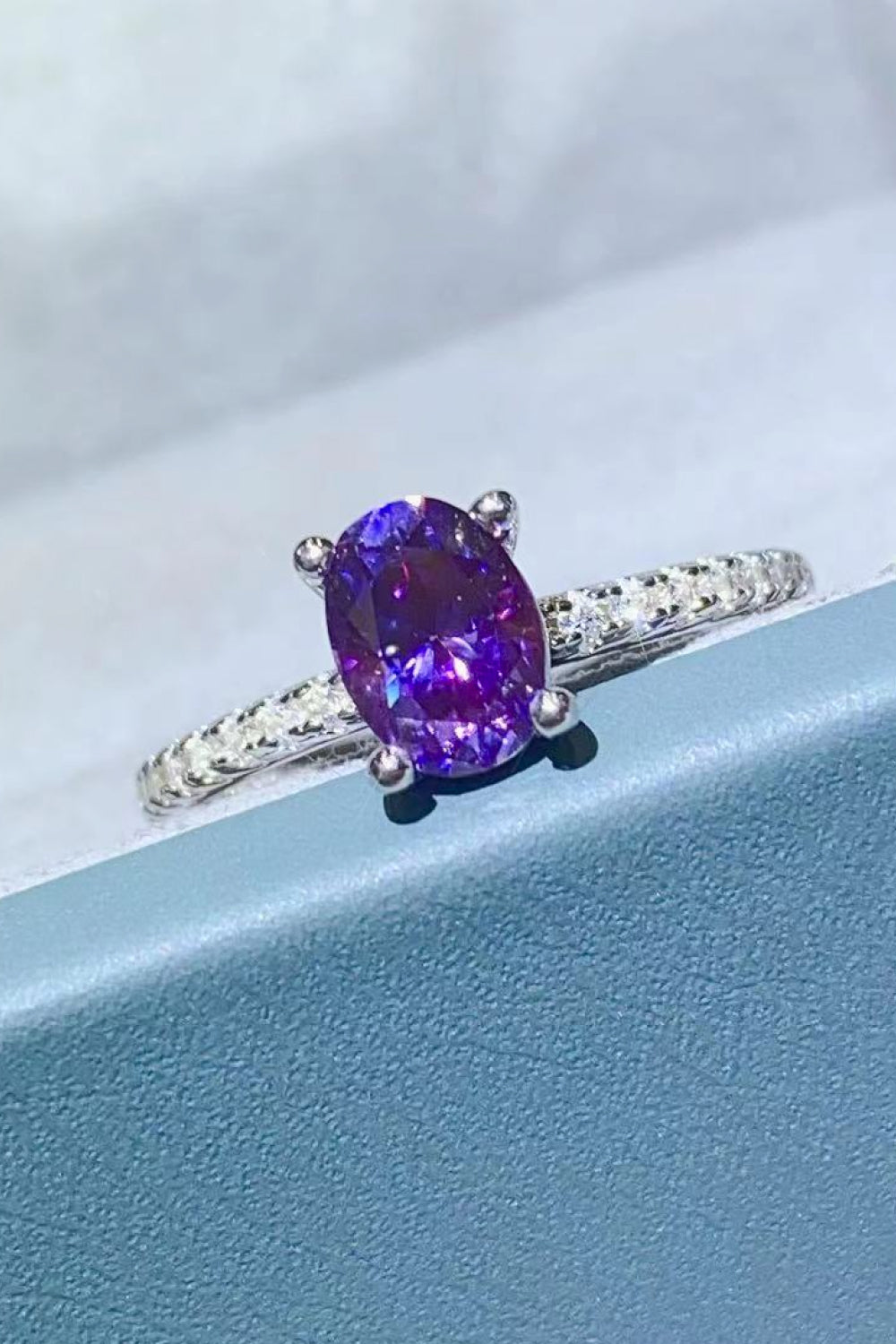 1 Carat Purple Moissanite 4-Prong Ring in Purple - women's ring