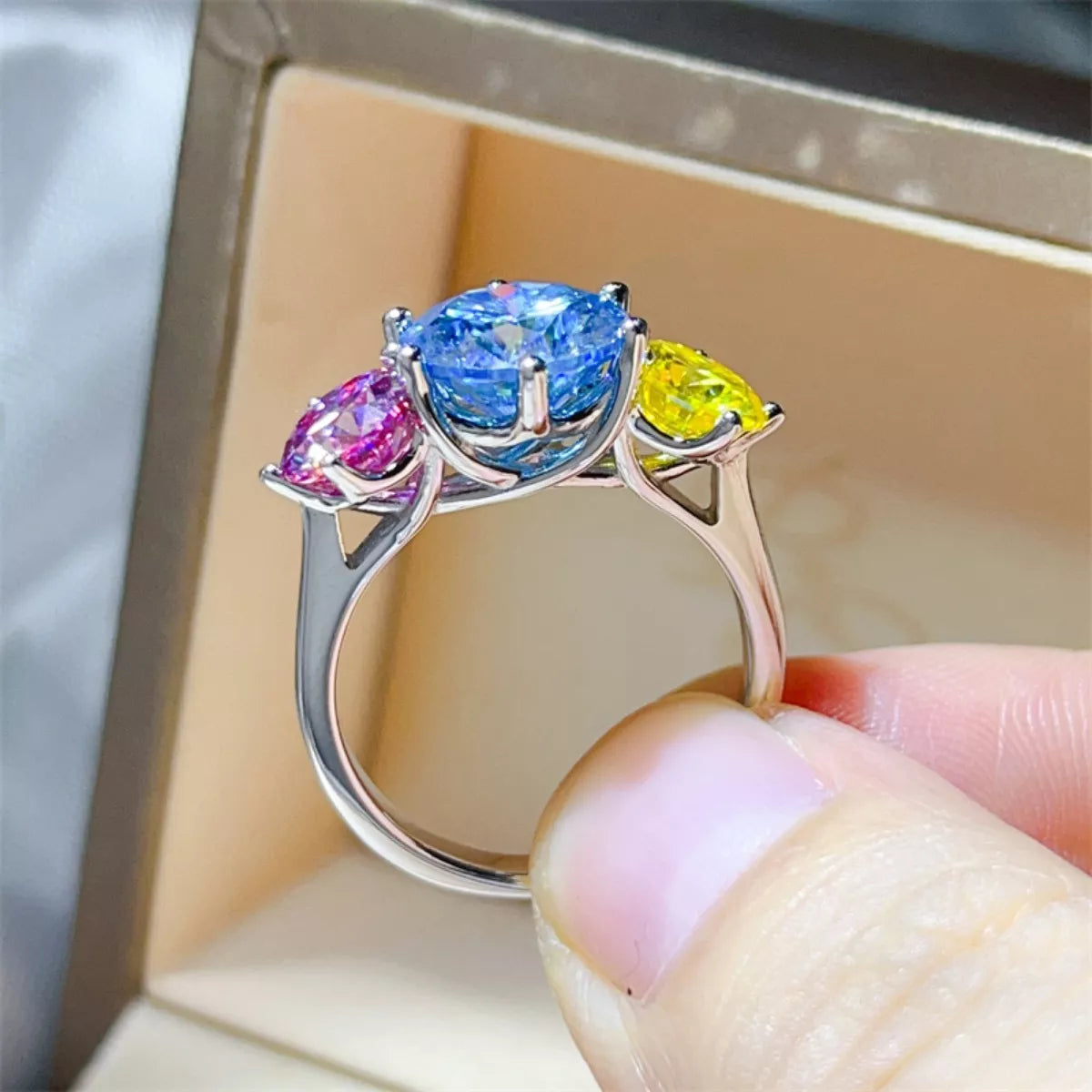 5 Carat Moissanite Sterling Silver Ring - alternate ring view