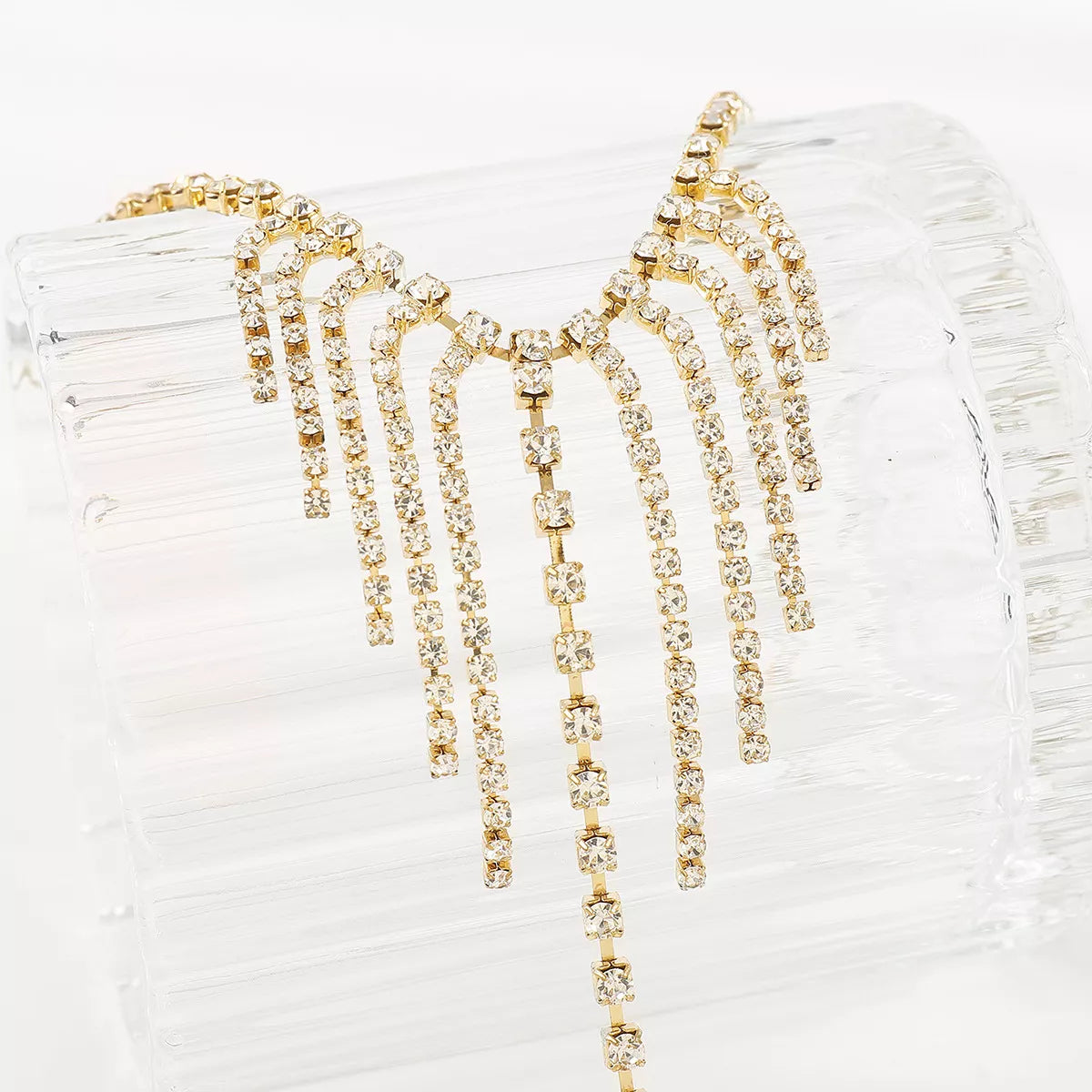 Rhinestone Fringe Hand Chain Bracelet - alternate jewelry view