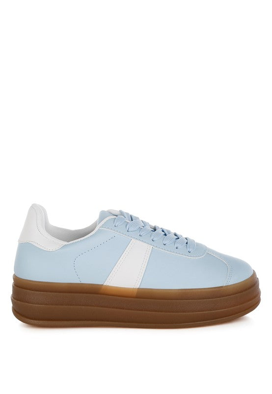 Faux Leather Lace-Up Sneakers