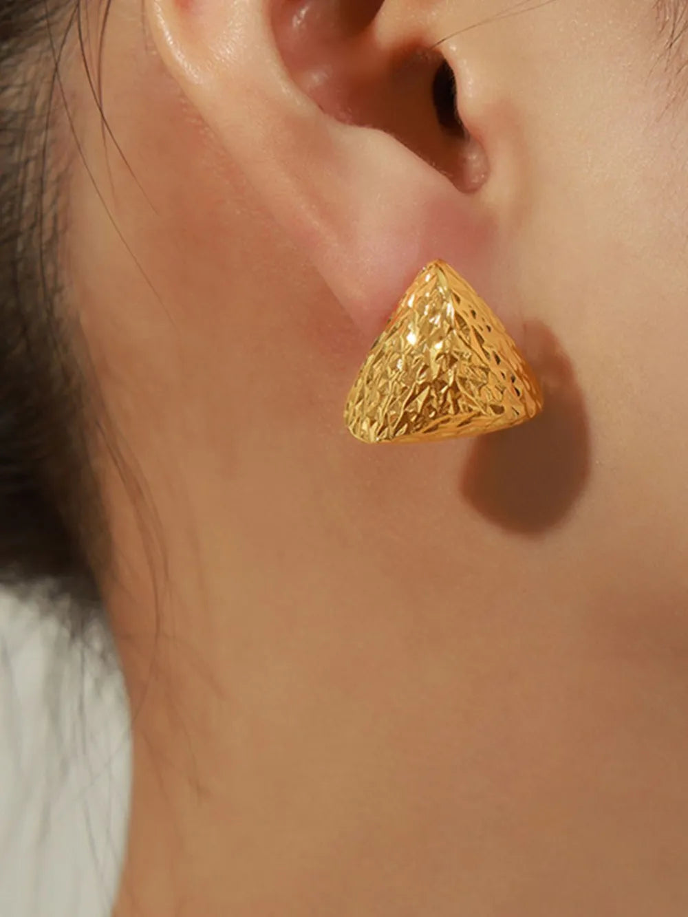 Gold-Plated Geometric Stud Earrings - alternate earring view