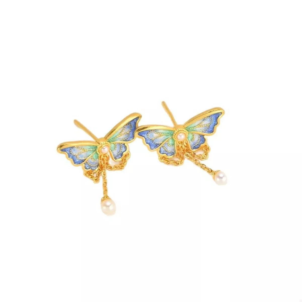 18K Gold-Plated Butterfly Earrings - alternate earring view