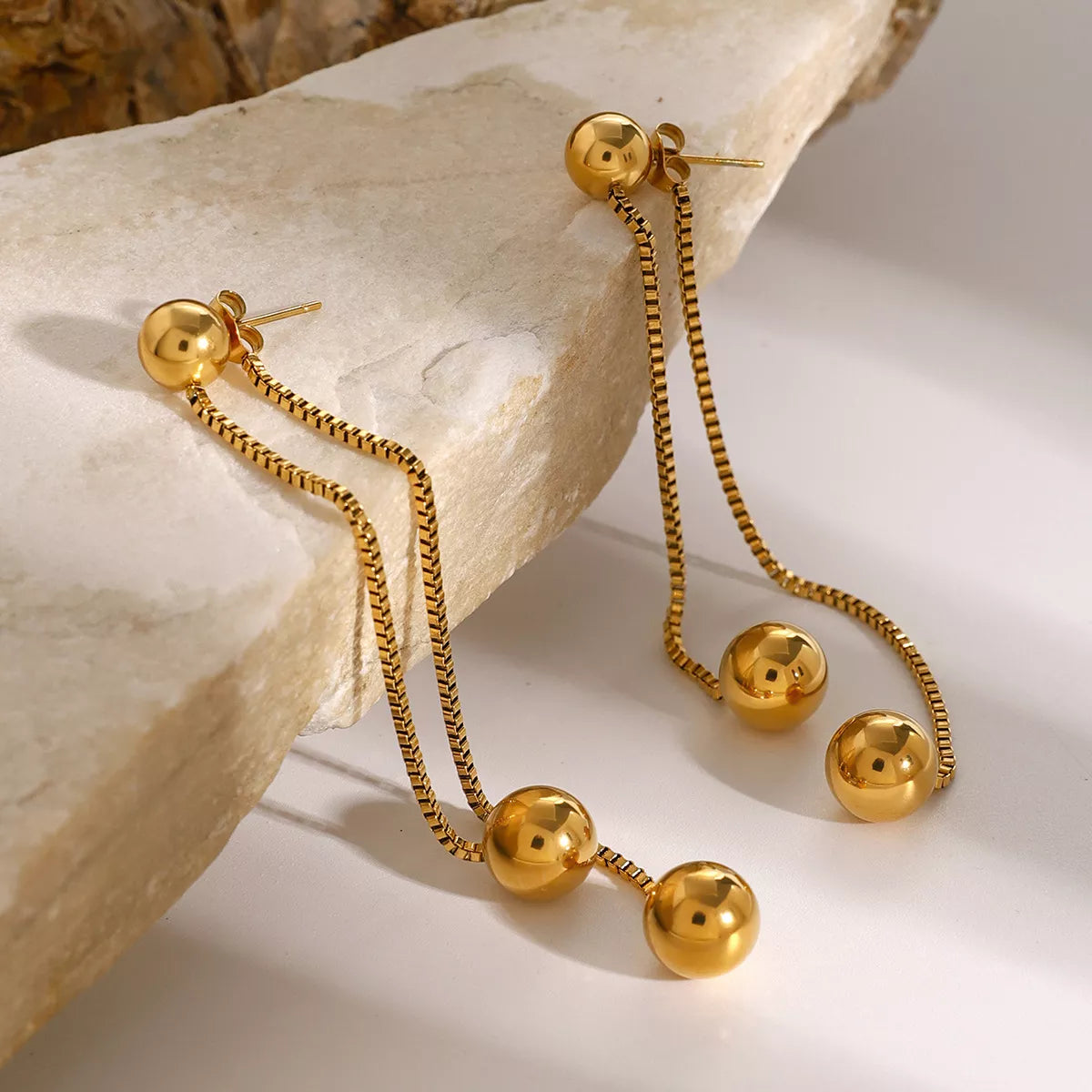 18K Gold-Plated Ball Drop Earrings - alternate earring view