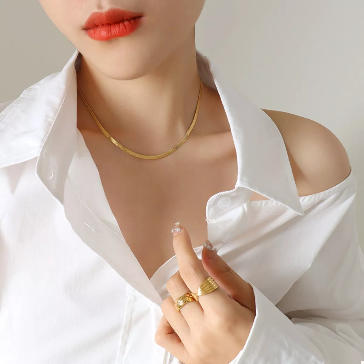18K Gold-Plated Titanium Steel Necklace in Gold - women's necklace