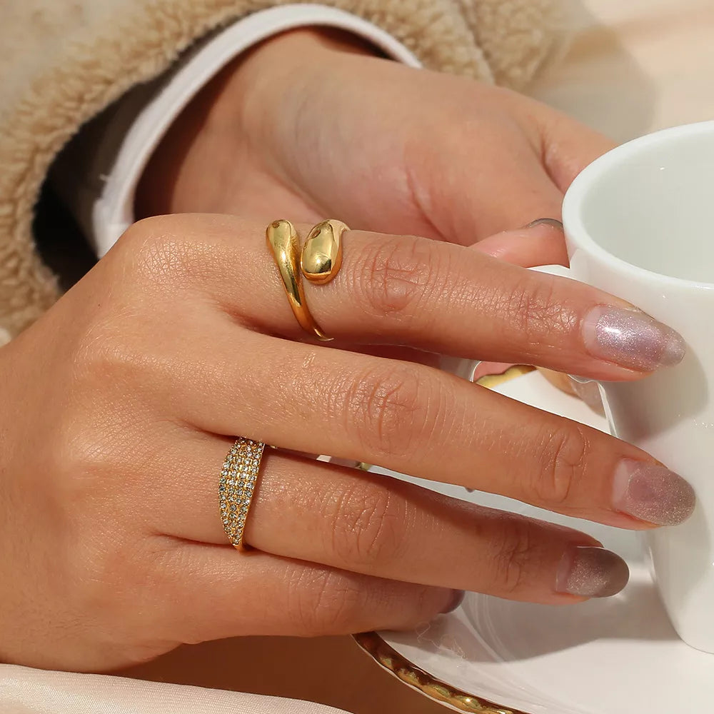 18K Gold-Plated Bypass Ring - alternate ring view