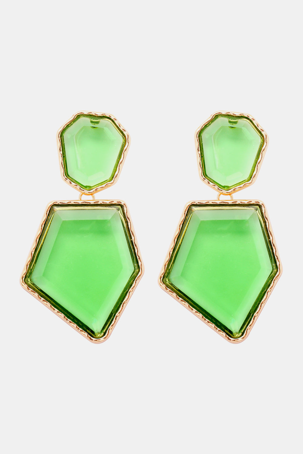 Geometric Shape Zinc Alloy Frame Resin Dangle Earrings - alternate earring view