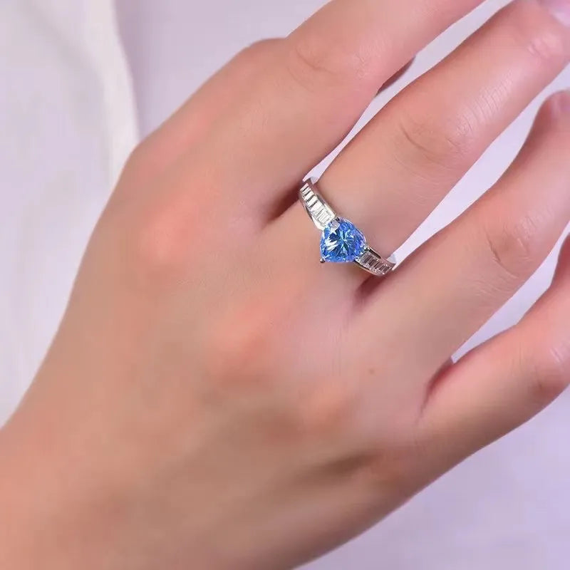 2 Carat Moissanite Sterling Silver Ring in Silver - women's ring