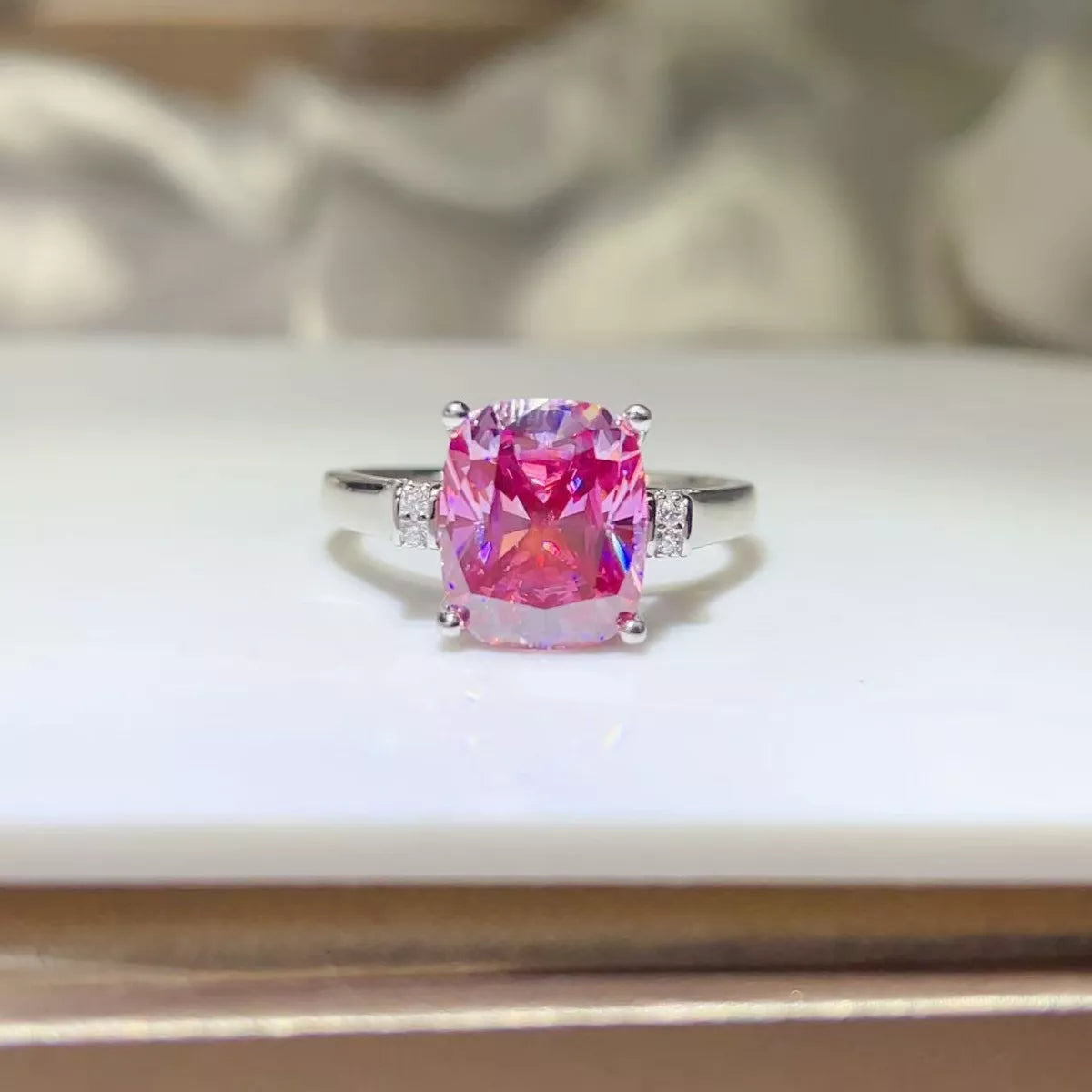 5 Carat Moissanite Sterling Silver Ring in Silver - women's ring