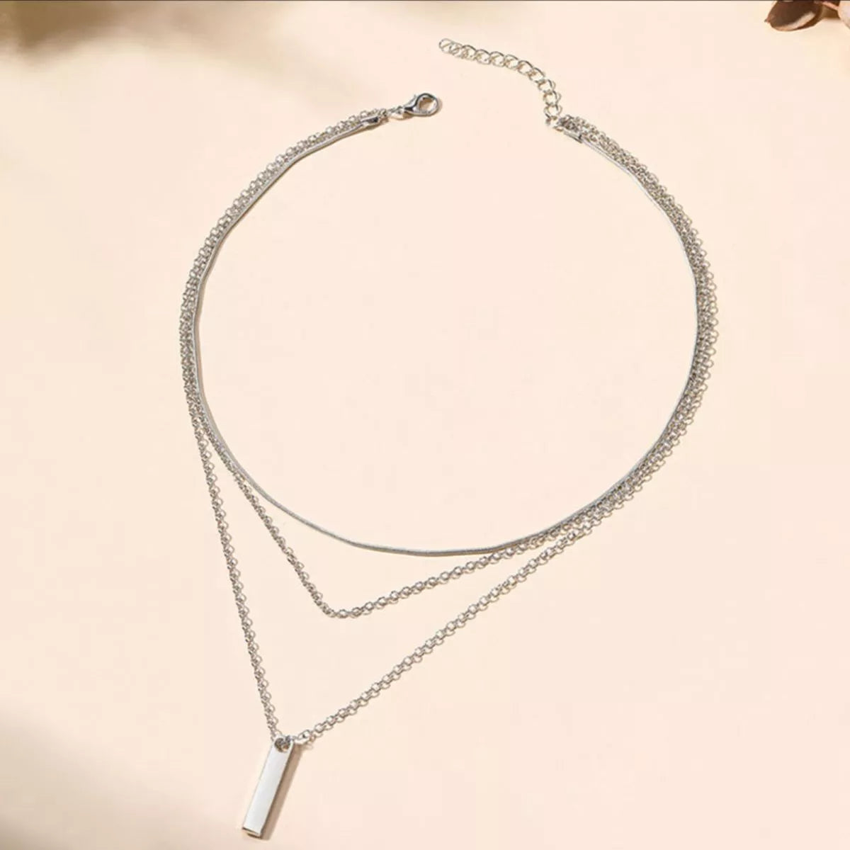 Three Layered Bar Pendant Necklace - alternate necklace view