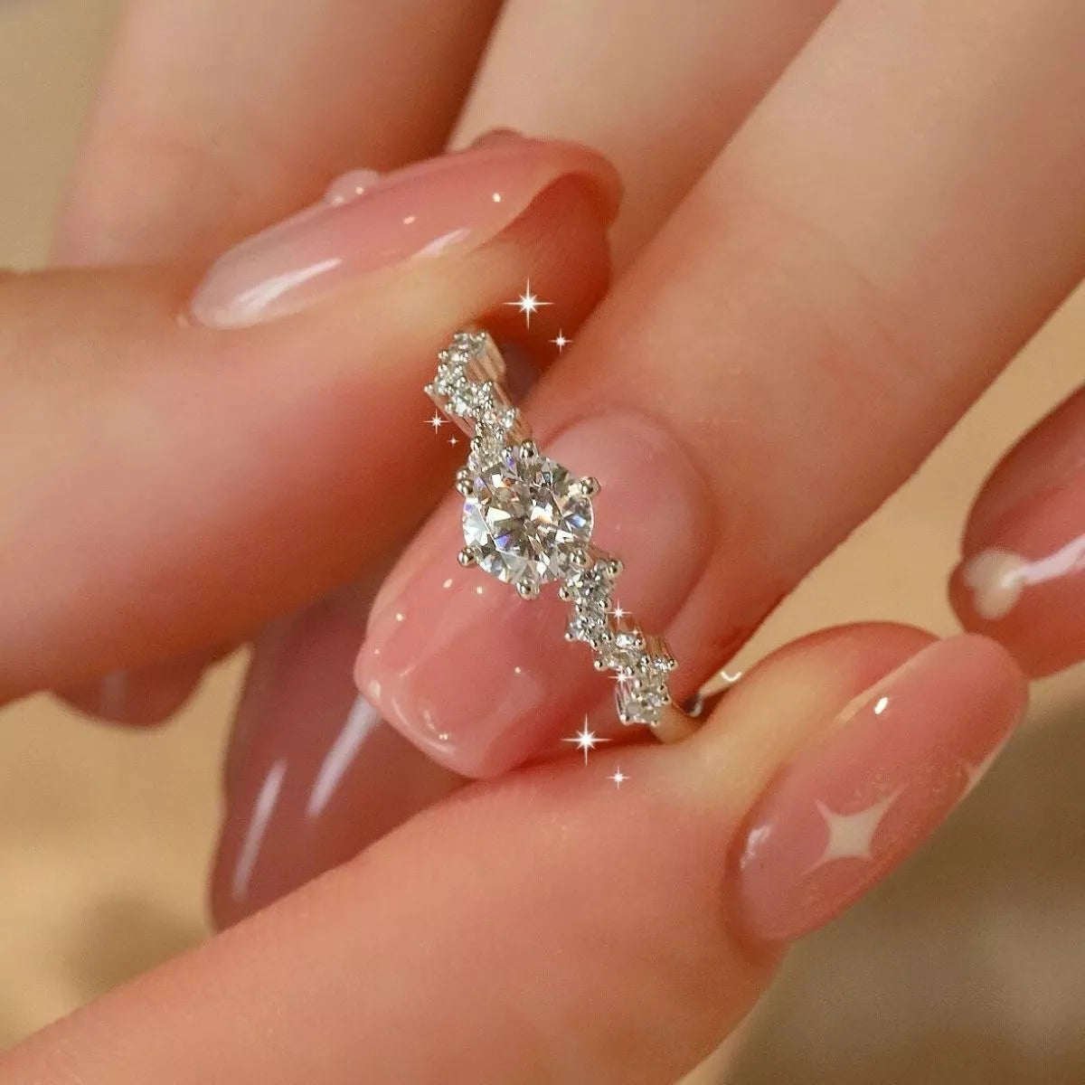 2 Carat Sterling Silver Moissanite Ring - alternate ring view