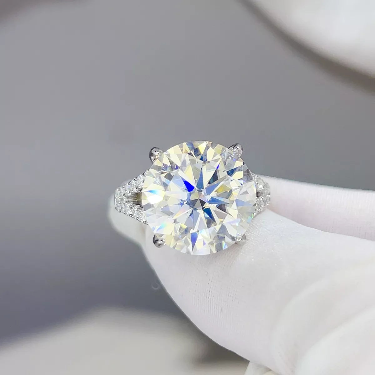 10 Carat Sterling Silver Moissanite Ring in Silver - women's ring