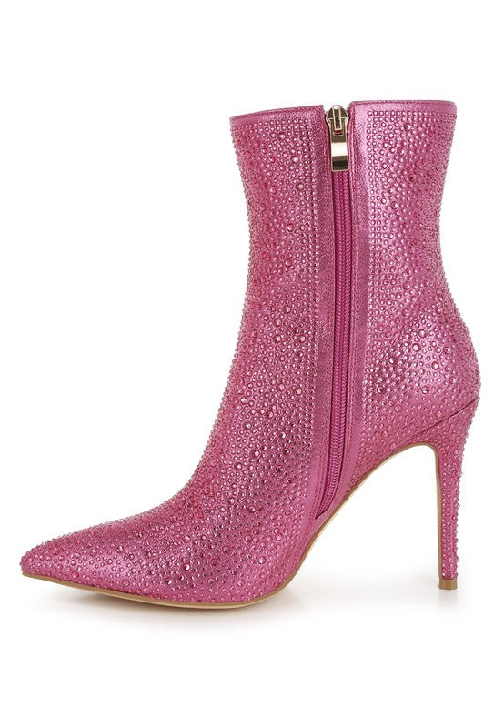 Rhinestones Embellished Ankle Boots