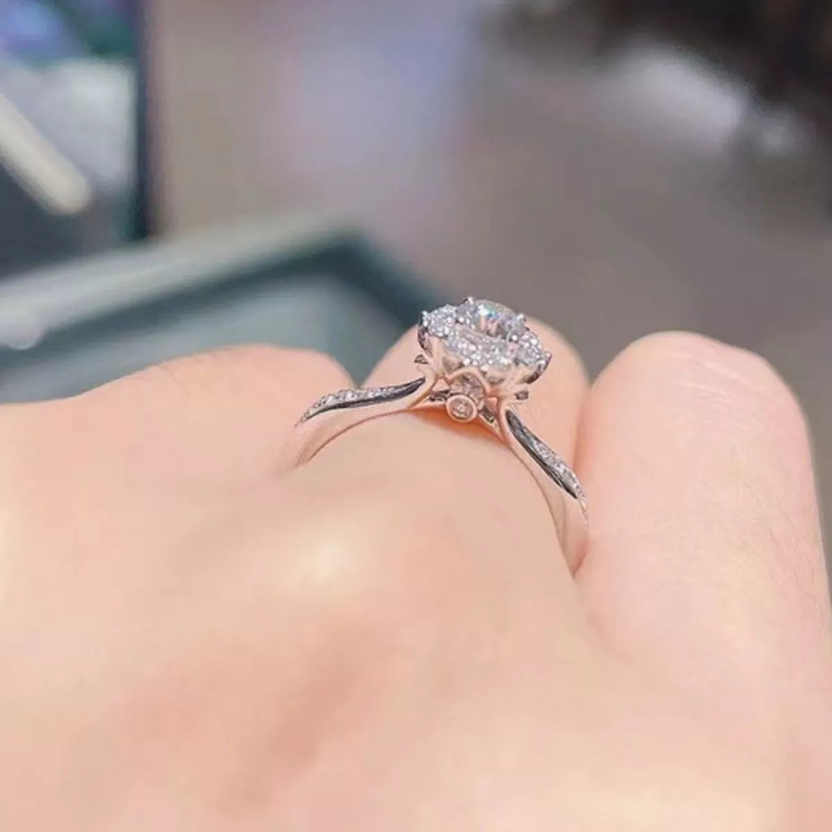 1 Carat Moissanite Sterling Silver Ring - alternate ring view