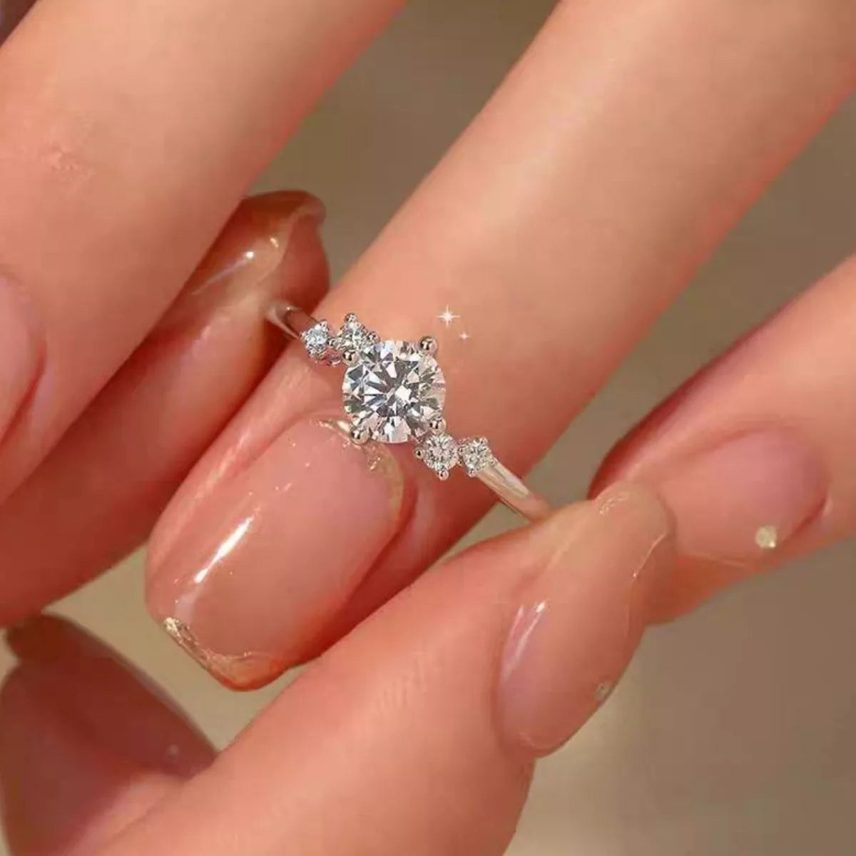1 Carat Moissanite Sterling Silver Ring - alternate ring view