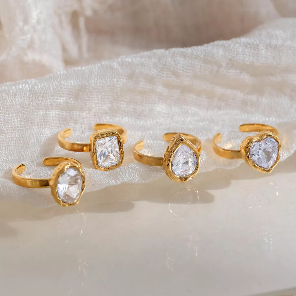 4 Piece 18K Gold-Plated Zircon Ring - alternate ring view