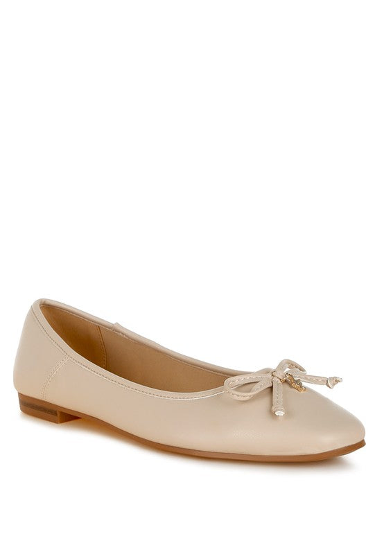 Faux Leather Casual Ballerinas with a closed round toe and slip-on closure. Crafted from durable faux leather with a TPR outer sole, these flats feature comfortable cushion insoles and a bow embellishment for added elegance. Free shipping on all orders. Shop now!