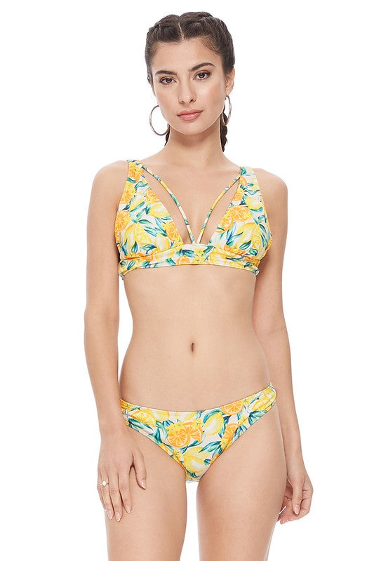 Plunge Strap Detail Bikini Set