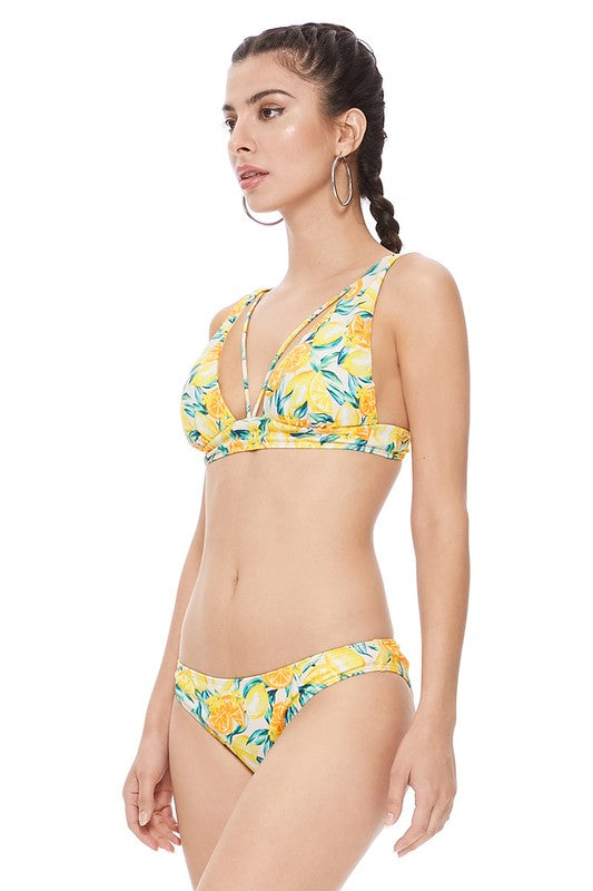Plunge Strap Detail Bikini Set