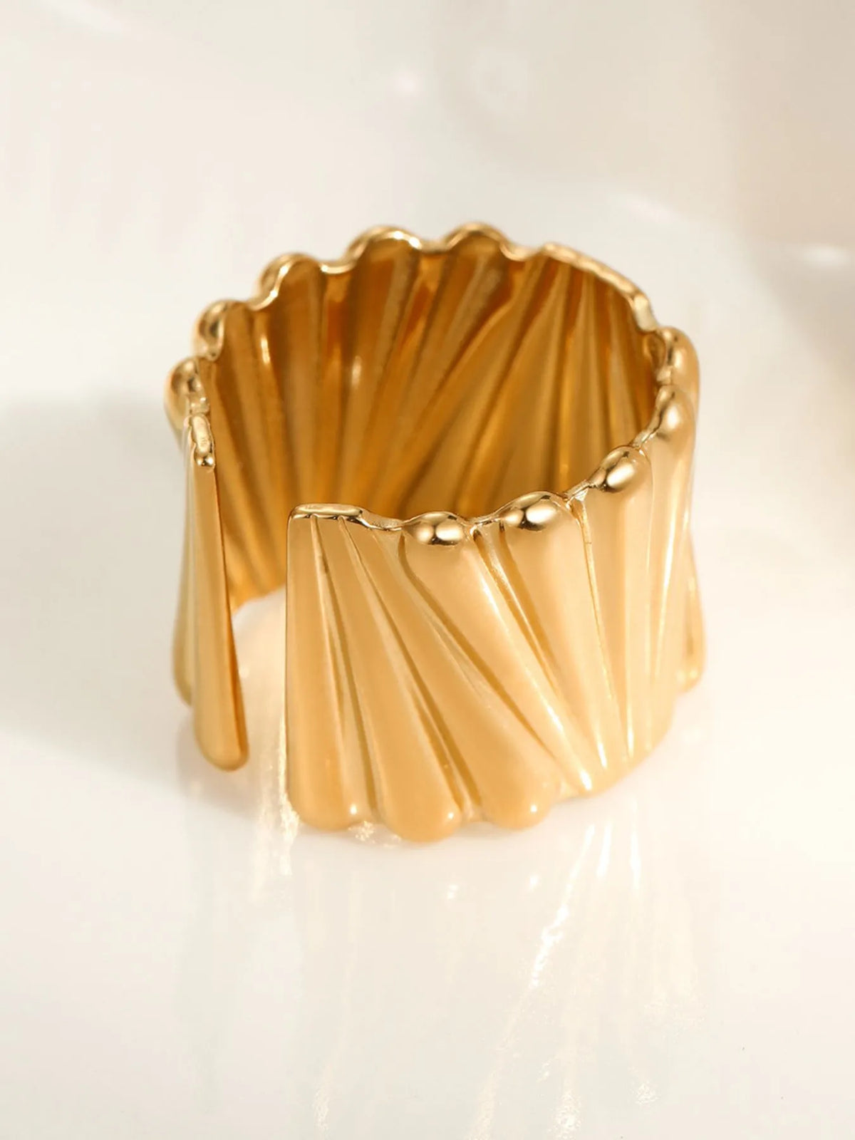 18K Gold-Plated Wide Band Statement Ring - alternate ring view