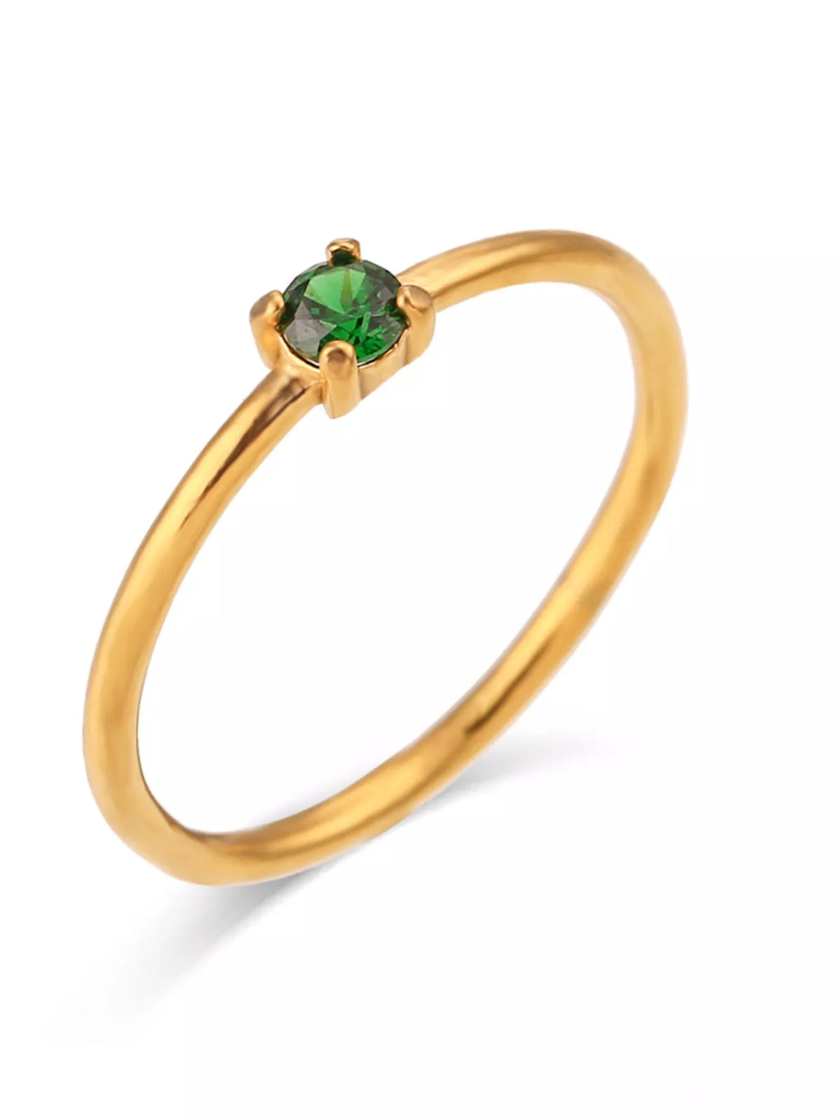 18K Gold-Plated Zircon Ring in Coral - women's ring